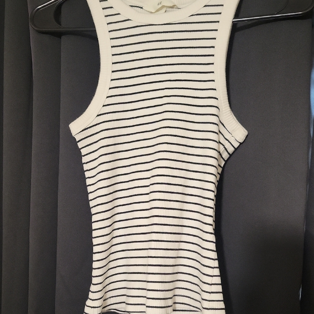 H&M Black and White Striped Tank Top